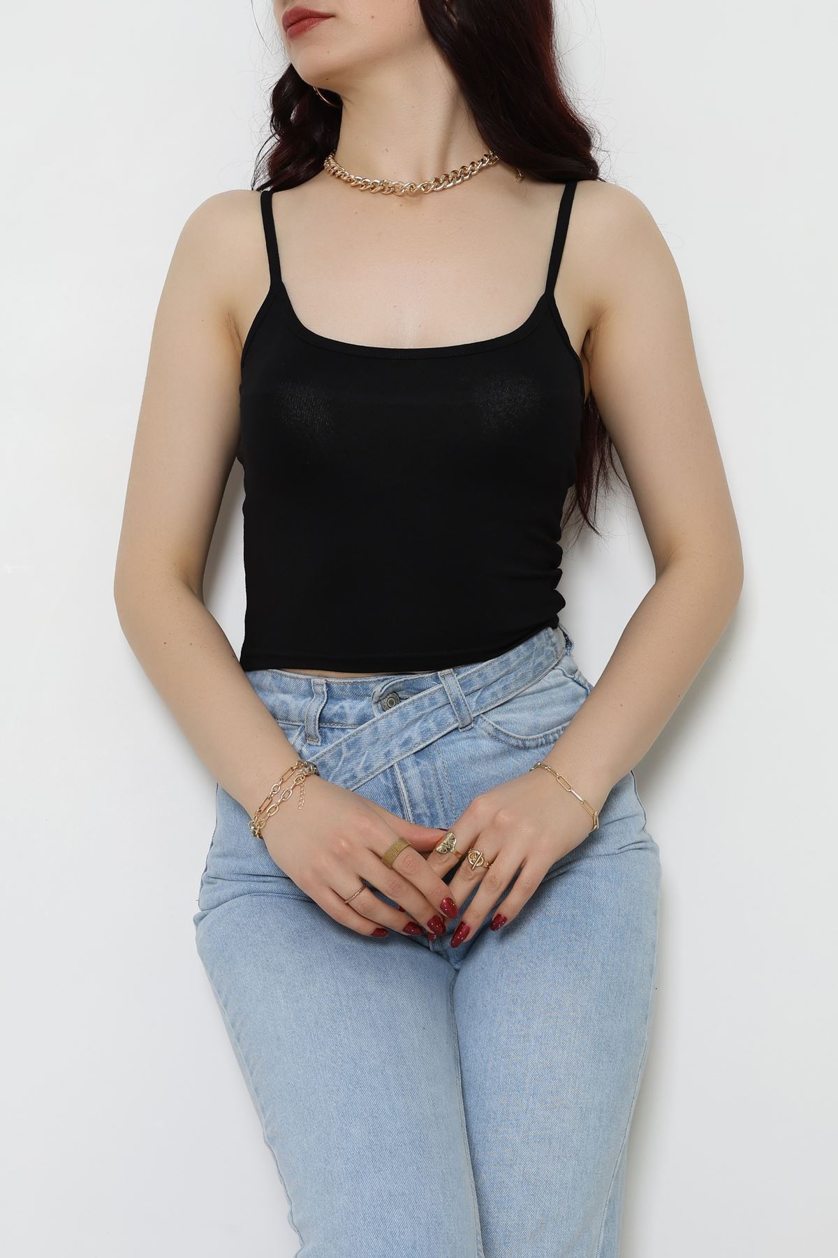 Viskon İp Asklı Atlet Siyah - 7000.2127.