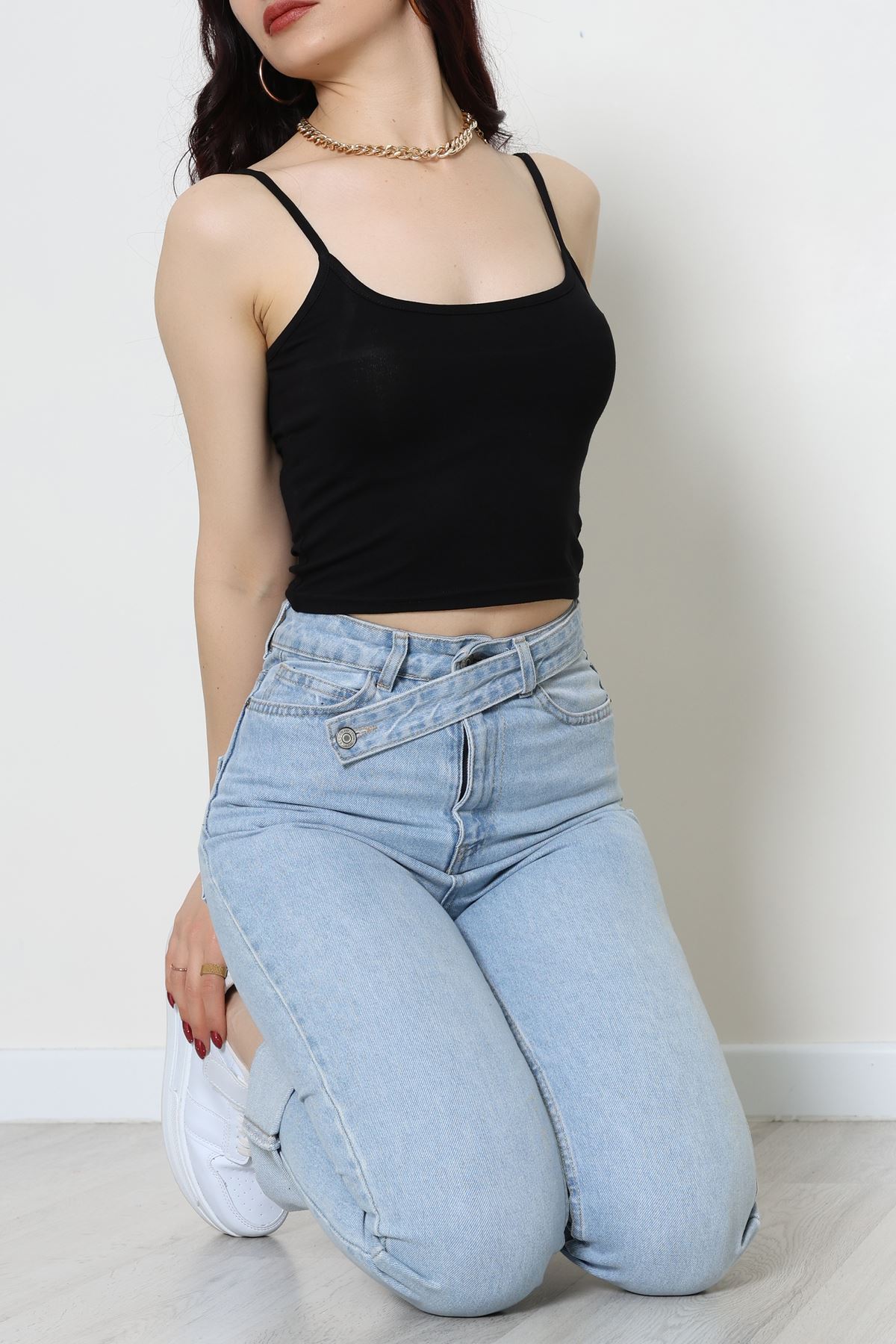 Viskon İp Asklı Atlet Siyah - 7000.2127.