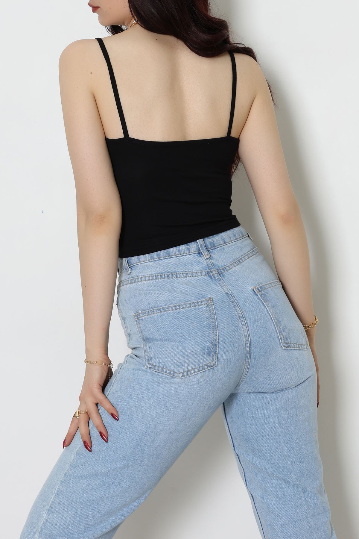 Viskon İp Asklı Atlet Siyah - 7000.2127.