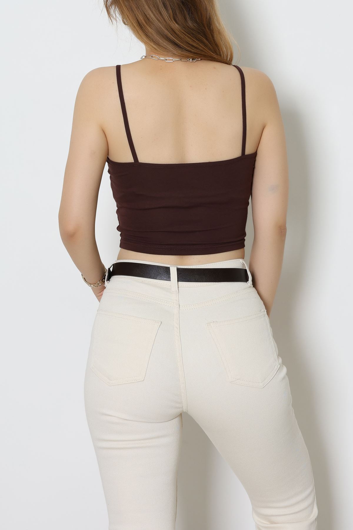 Viskon İp Asklı Atlet Kahverengi - 7000.2127.