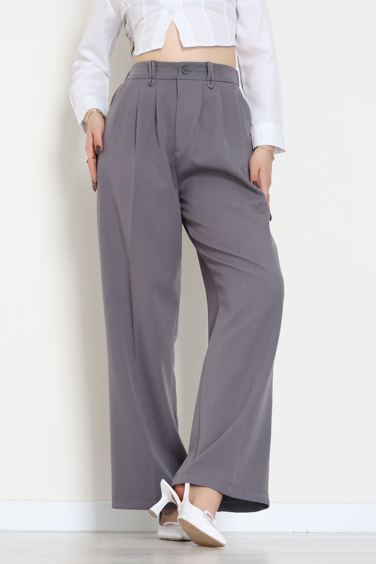 Dabıl Kumaş Lastikli Pantolon Füme - 51612.683.