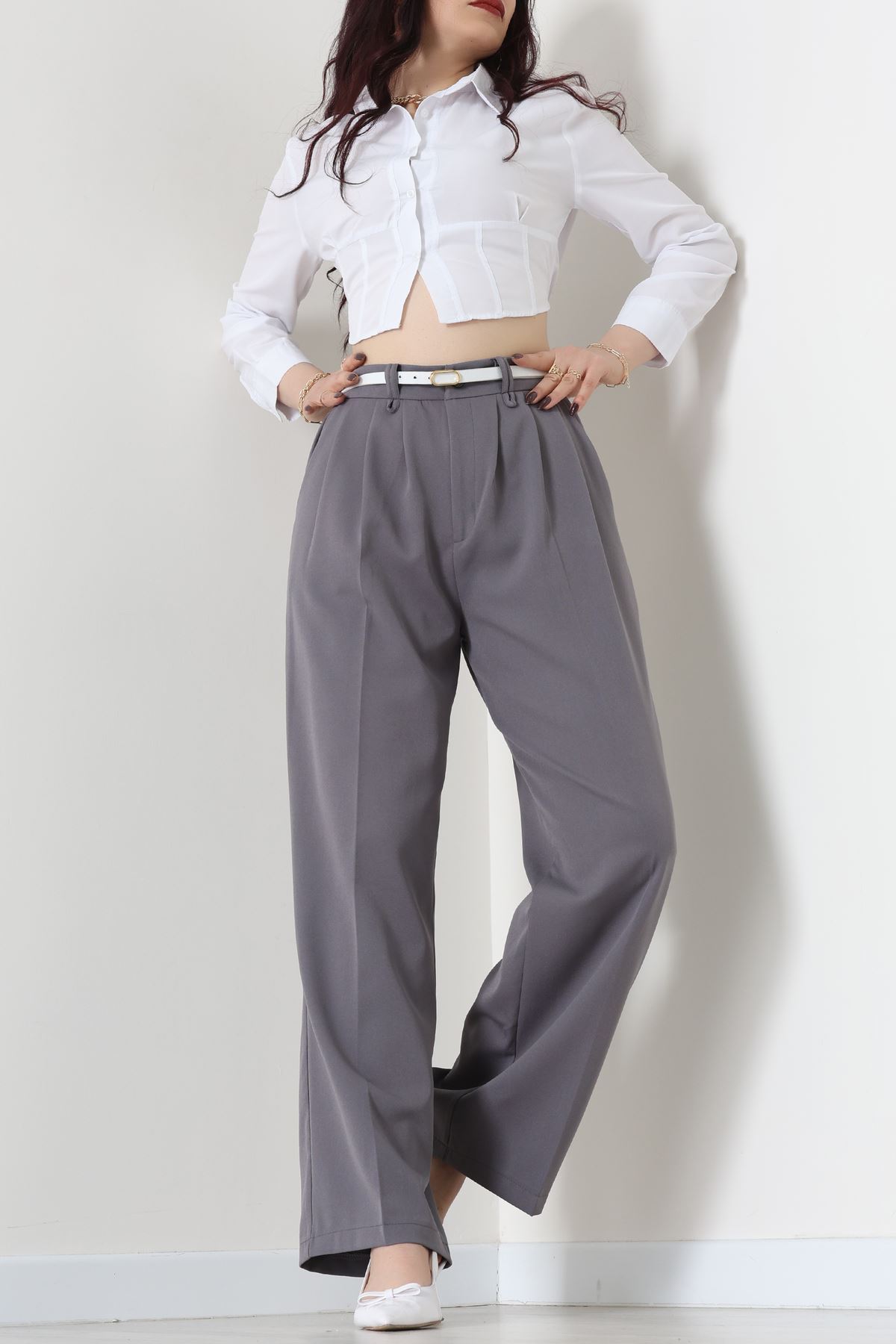 Dabıl Kumaş Lastikli Pantolon Füme - 51612.683.