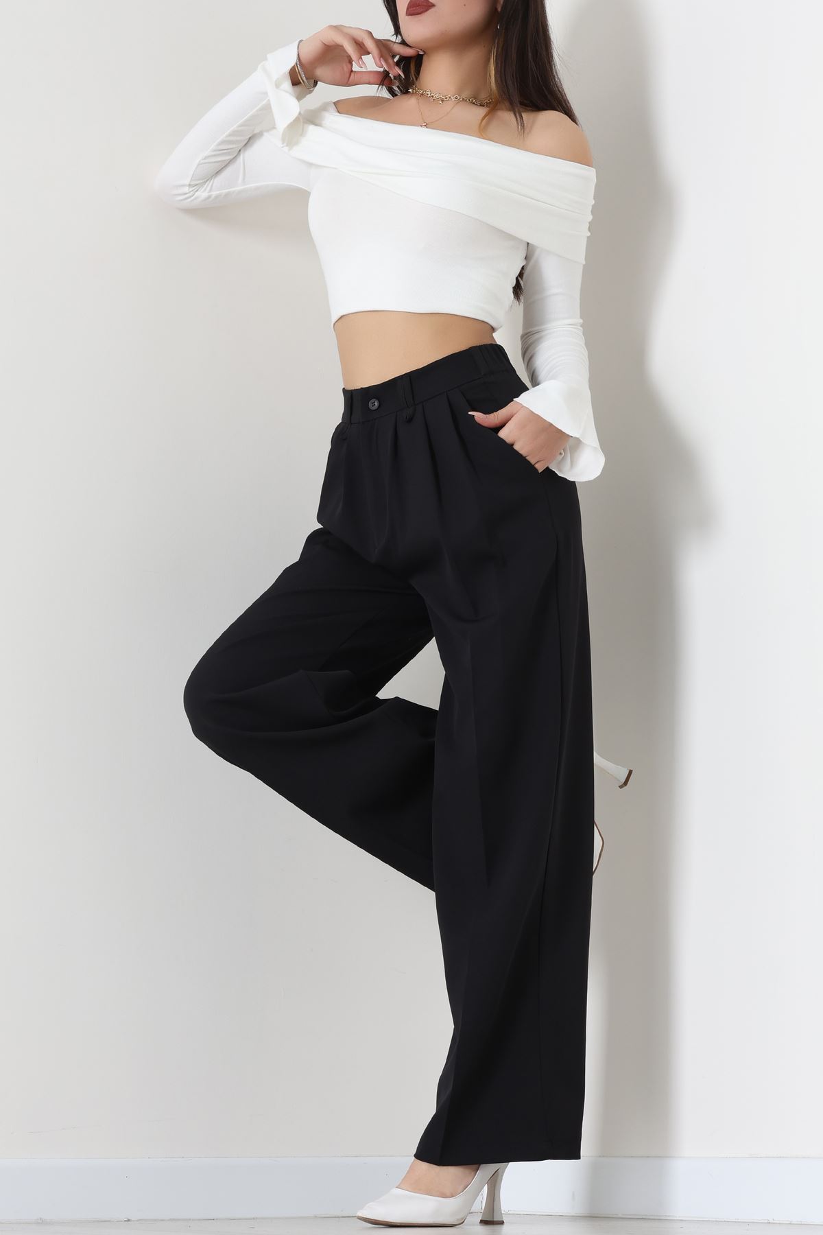 Dabıl Kumaş Lastikli Pantolon Siyah - 51612.683.