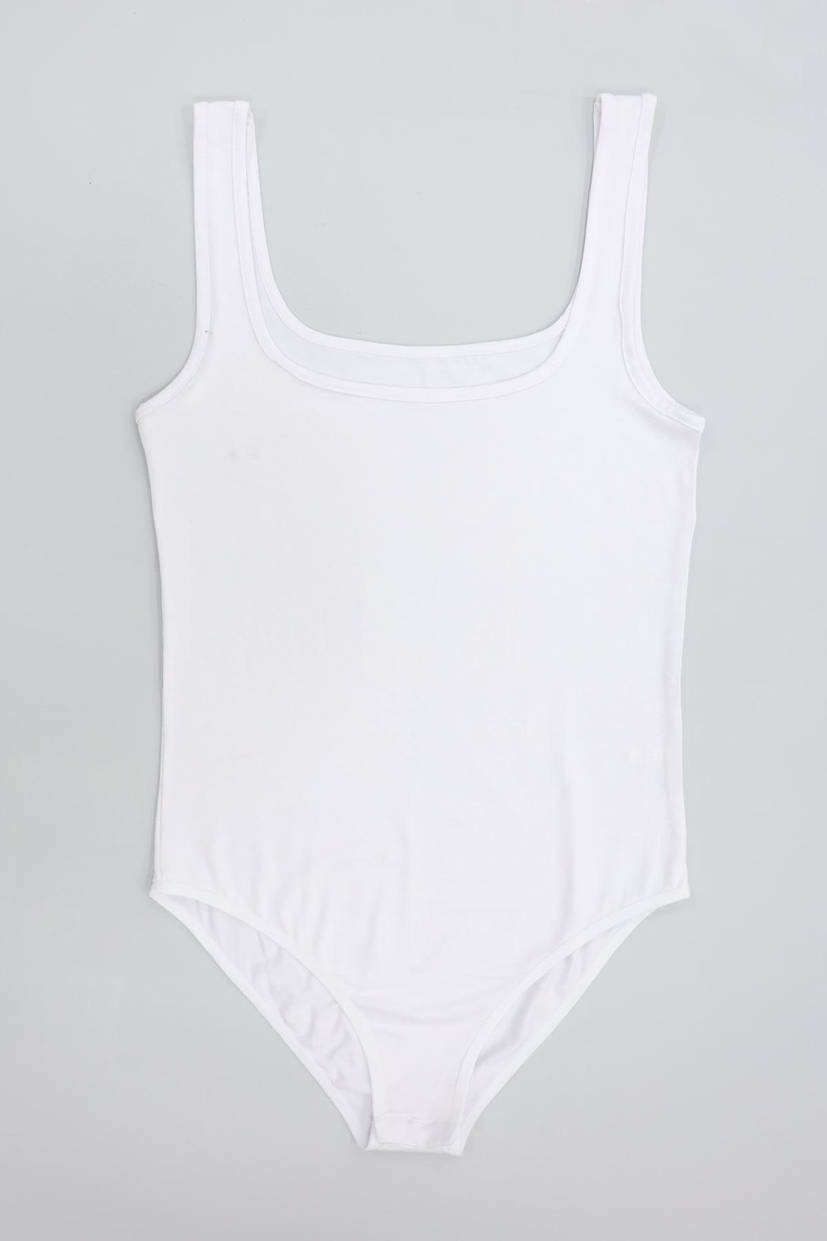 Viskon Kare Yaka Çıtçıtlı Body Beyaz - 70882.2127.
