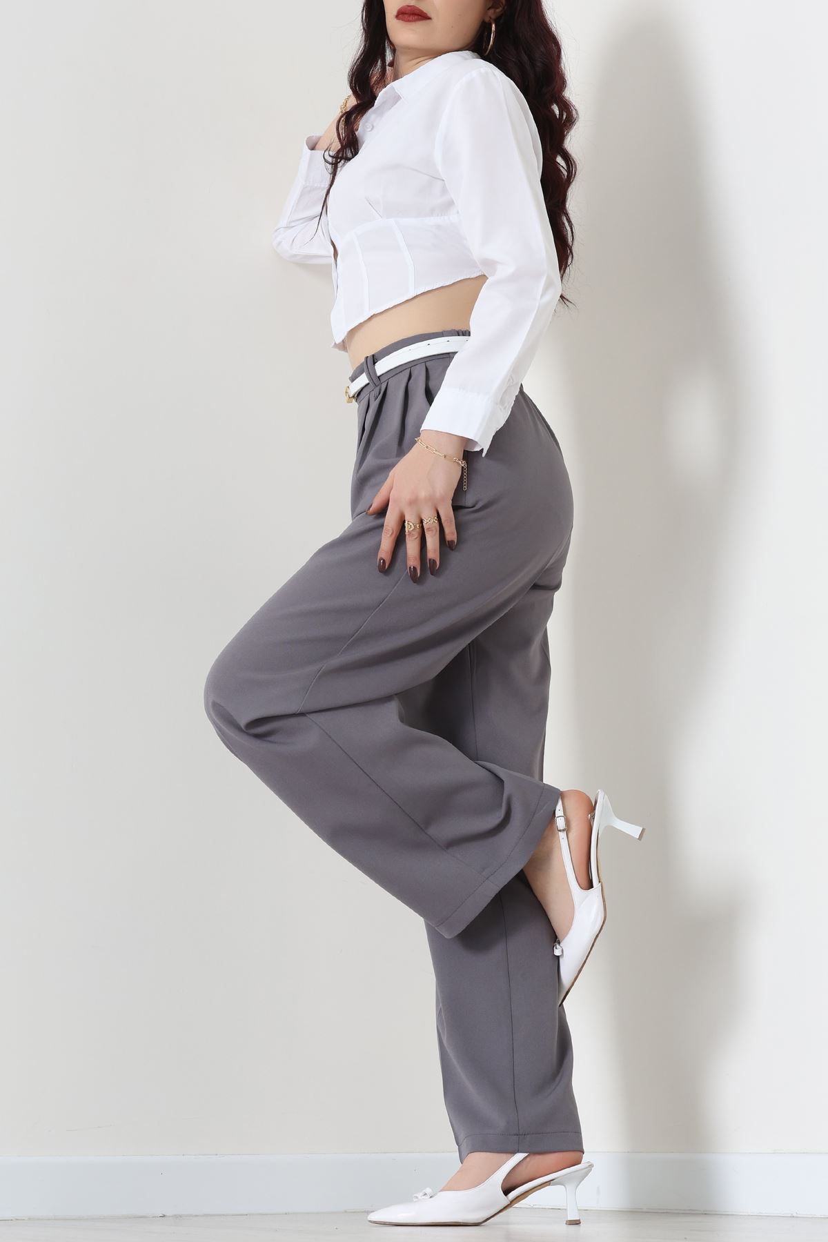 Dabıl Kumaş Lastikli Pantolon Füme - 51612.683.