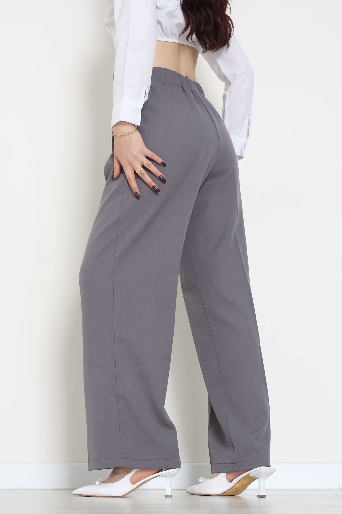 Dabıl Kumaş Lastikli Pantolon Füme - 51612.683.