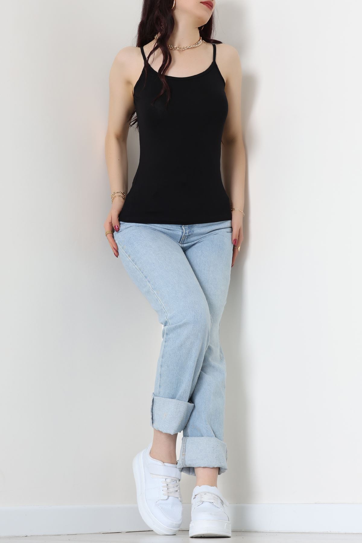 Viskon İp Askılı Atlet Siyah - 6500.2127.