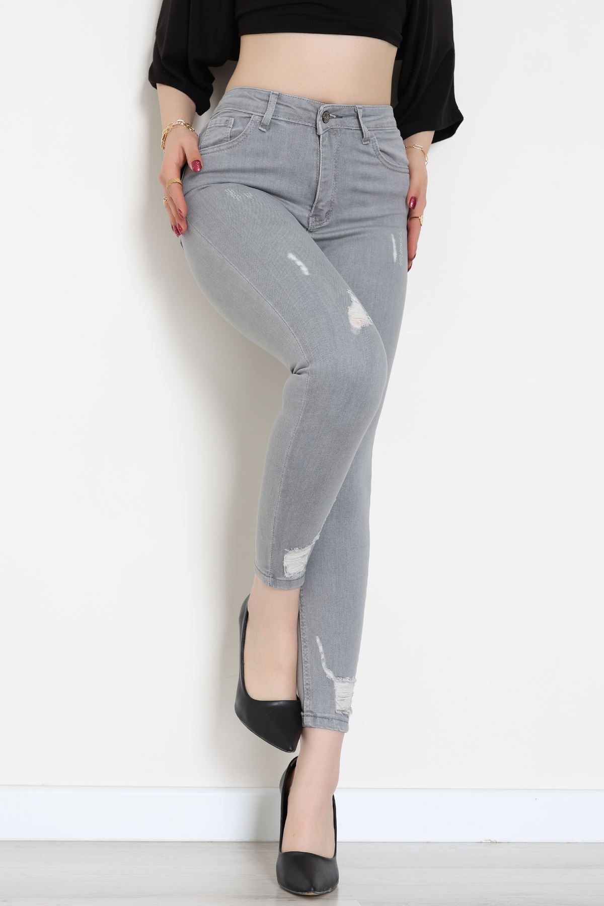 Dar Paça Kot Pantolon Gri - 42902.2128.