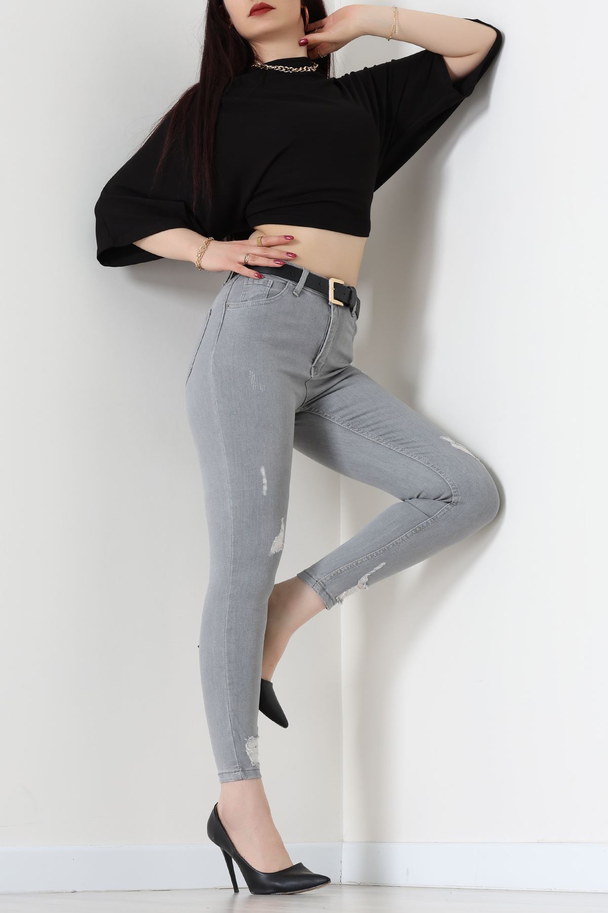 Dar Paça Kot Pantolon Gri - 42902.2128.