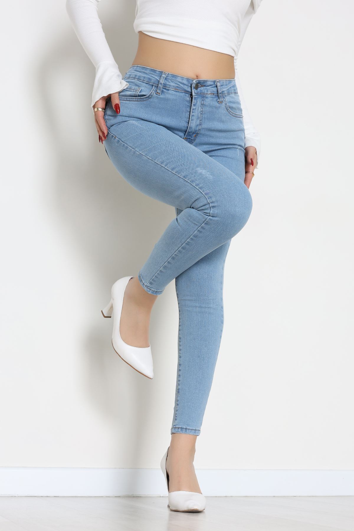 Dar Paça Kot Pantolon Açıkmavi - 42902.2128.