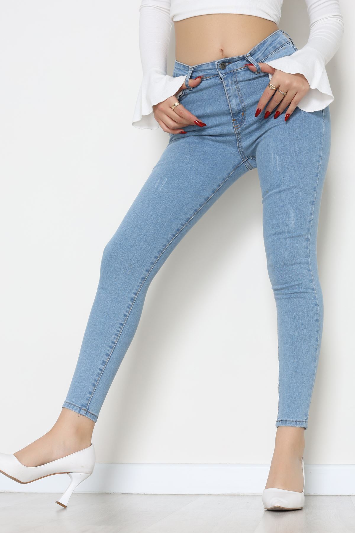 Dar Paça Kot Pantolon Açıkmavi - 42902.2128.