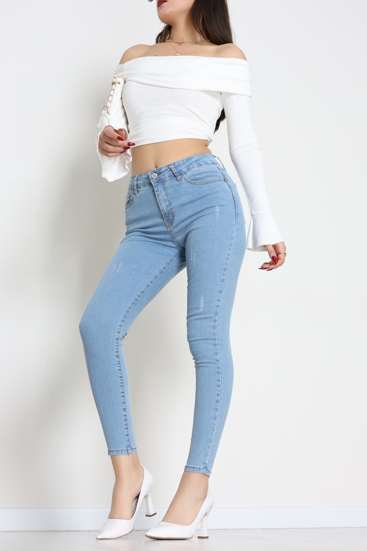 Dar Paça Kot Pantolon Açıkmavi - 42902.2128.