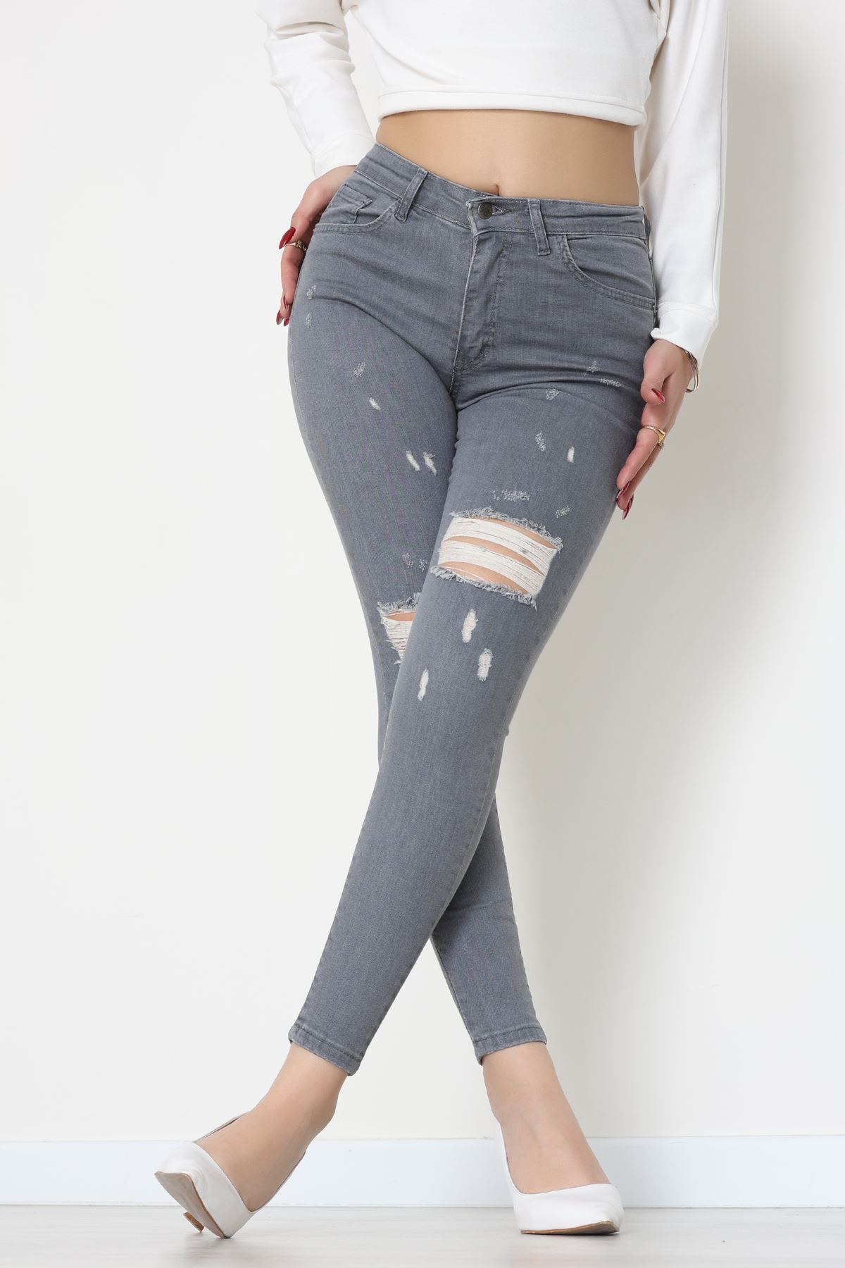 Dar Paça Kot Pantolon Gray - 42901.2128.