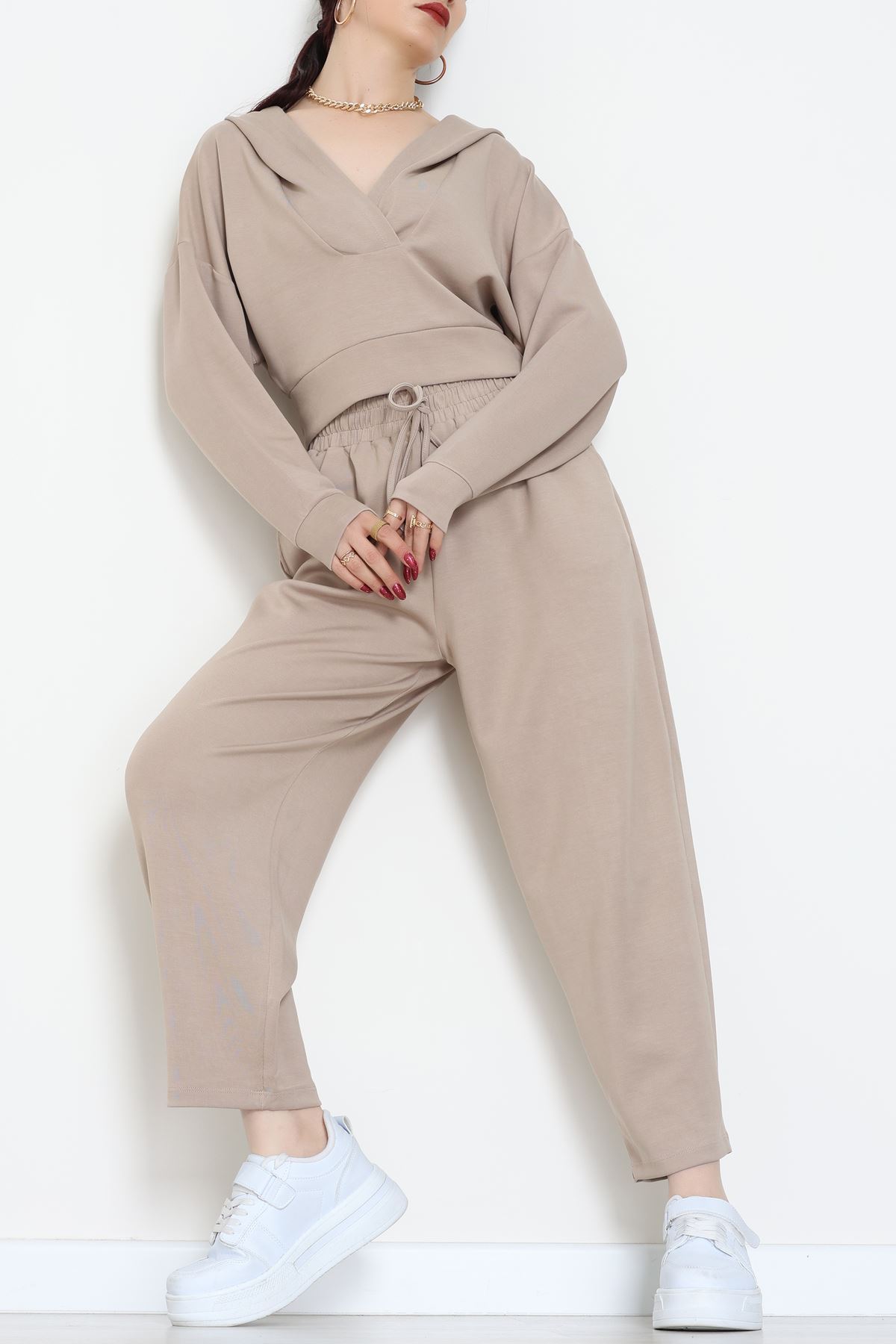 Kapşonlu İkili Modal Takım Vizon - 50916.1995.