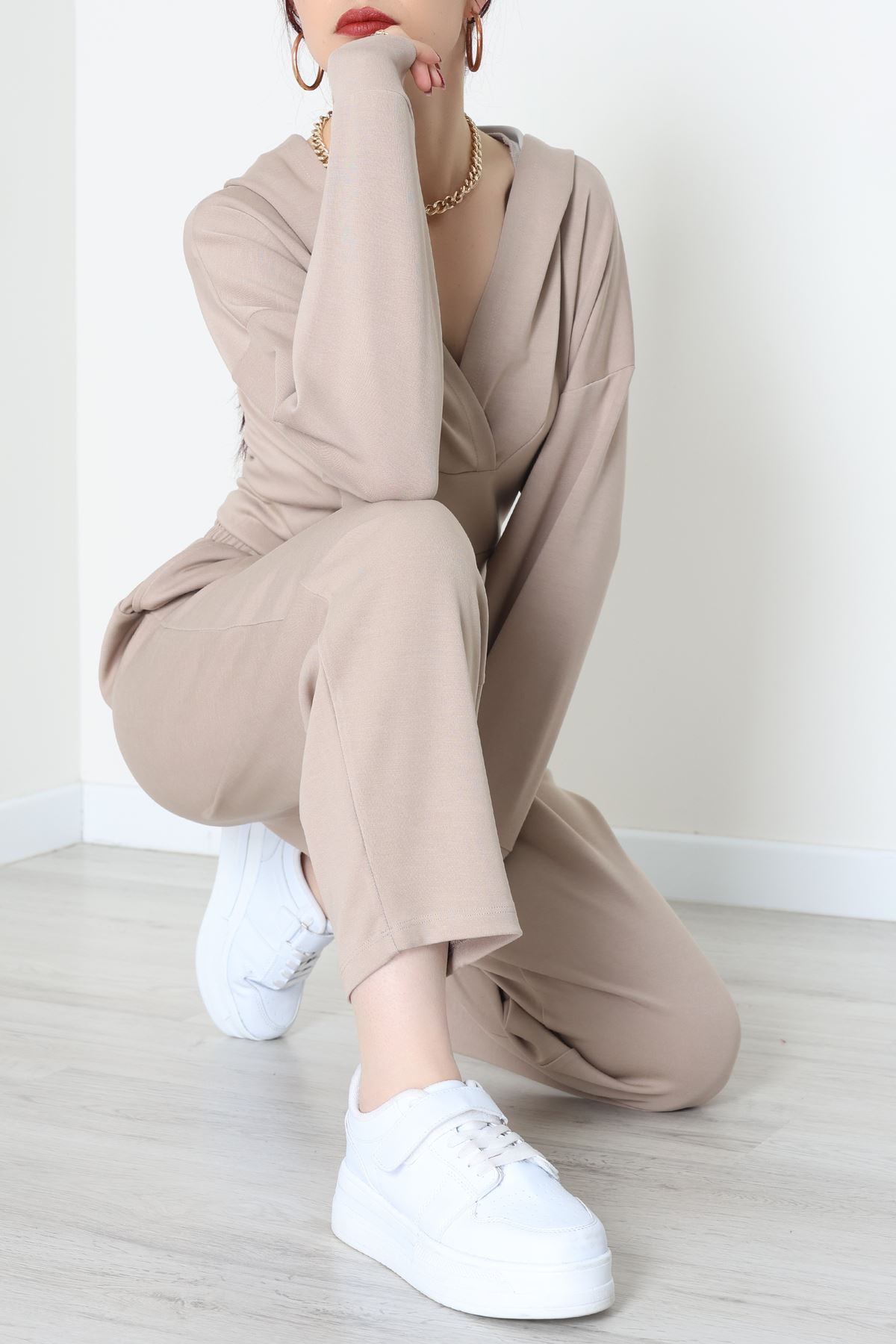 Kapşonlu İkili Modal Takım Vizon - 50916.1995.