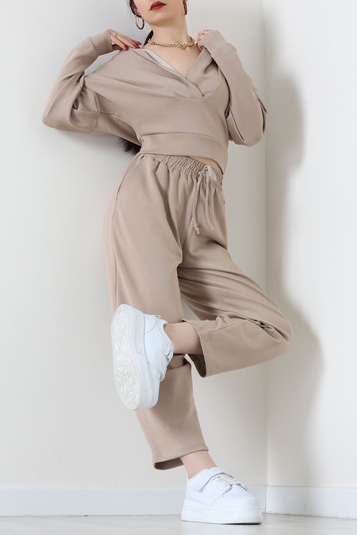 Kapşonlu İkili Modal Takım Vizon - 50916.1995.