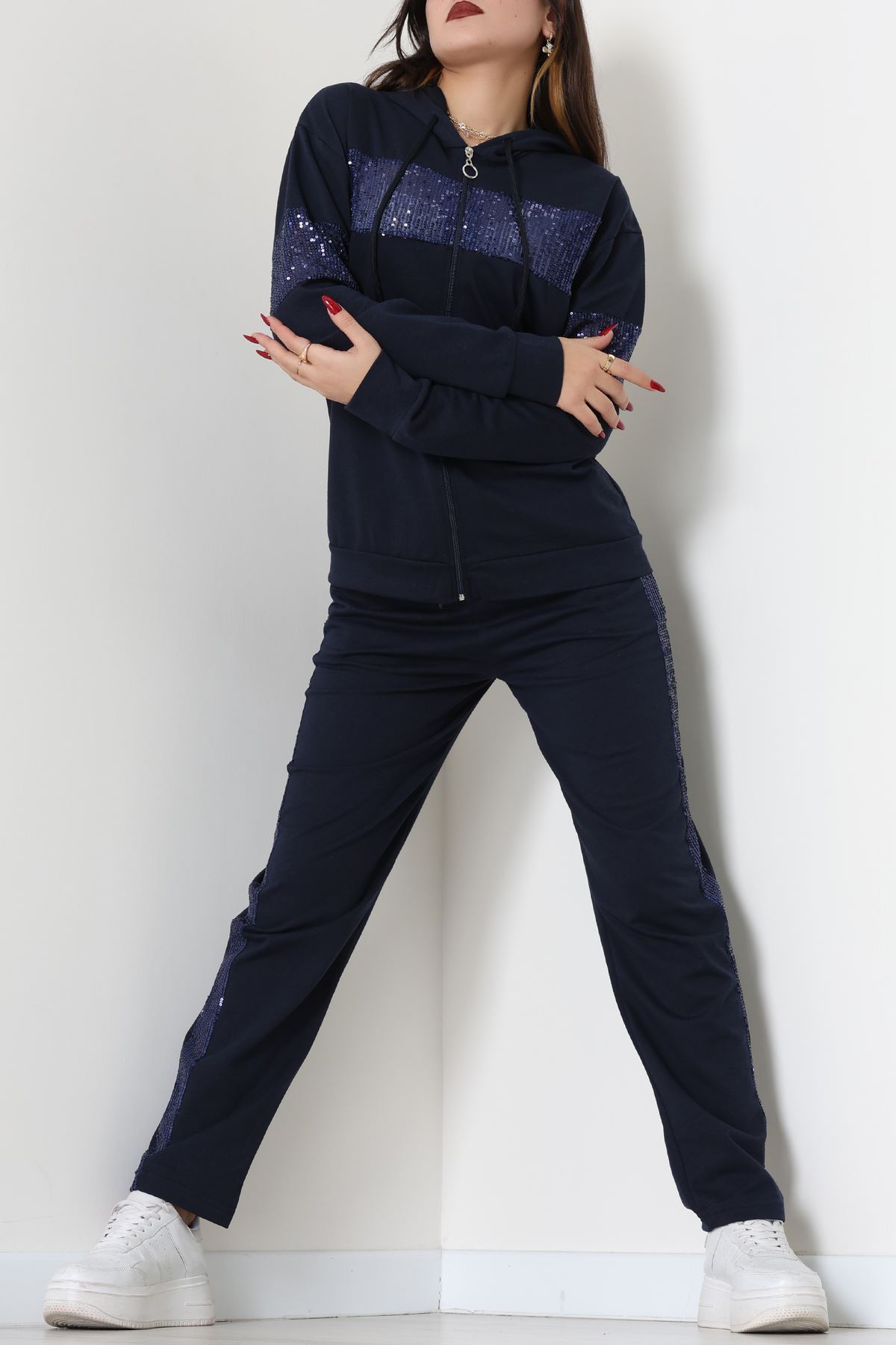 Pul Garnili 2 İplik Eşofman Takımı Lacivert - 50800.1857.