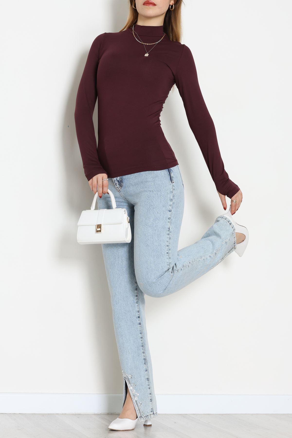 Parmak Geçmeli Bluz Mürdüm - 21756.200.