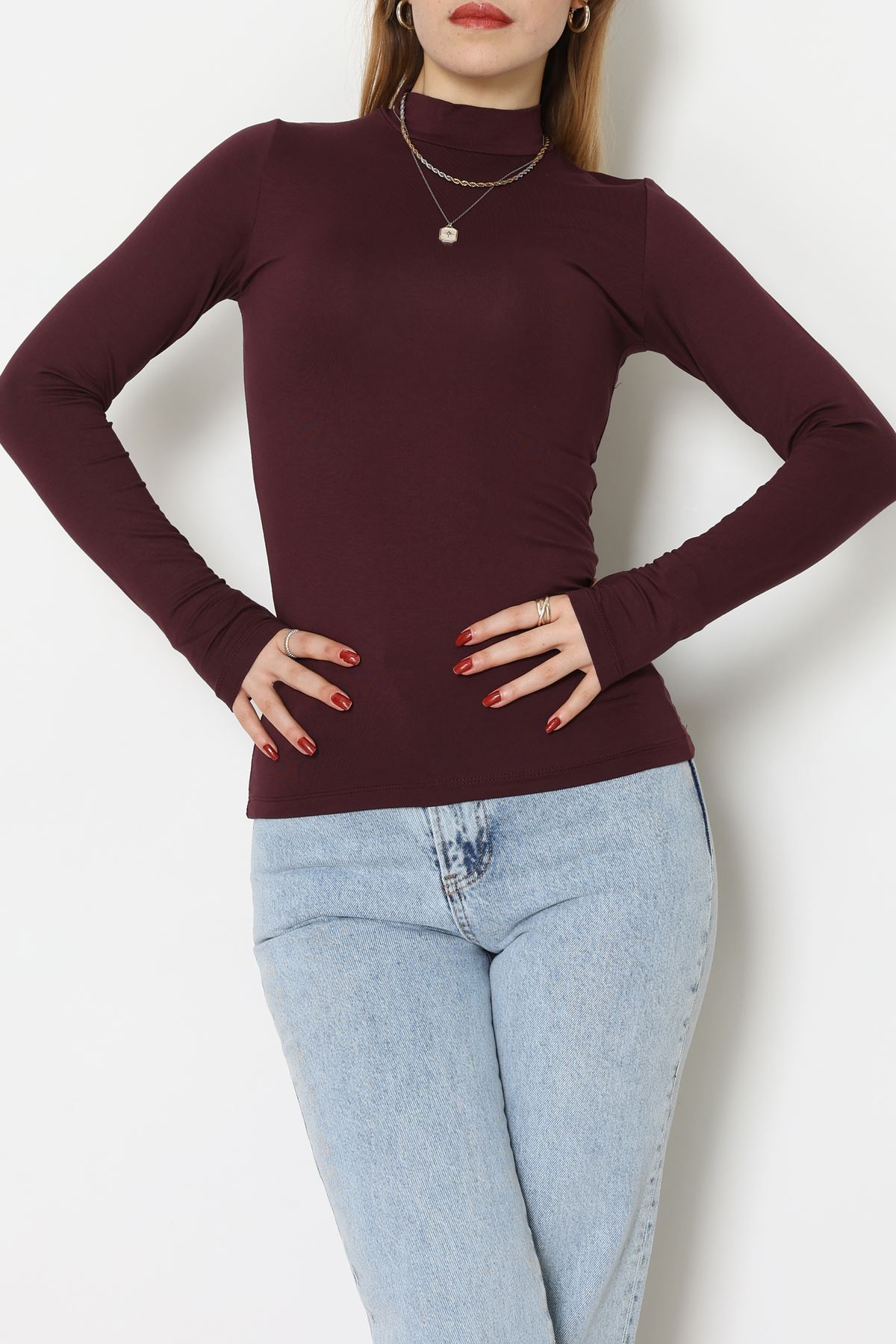 Parmak Geçmeli Bluz Mürdüm - 21756.200.