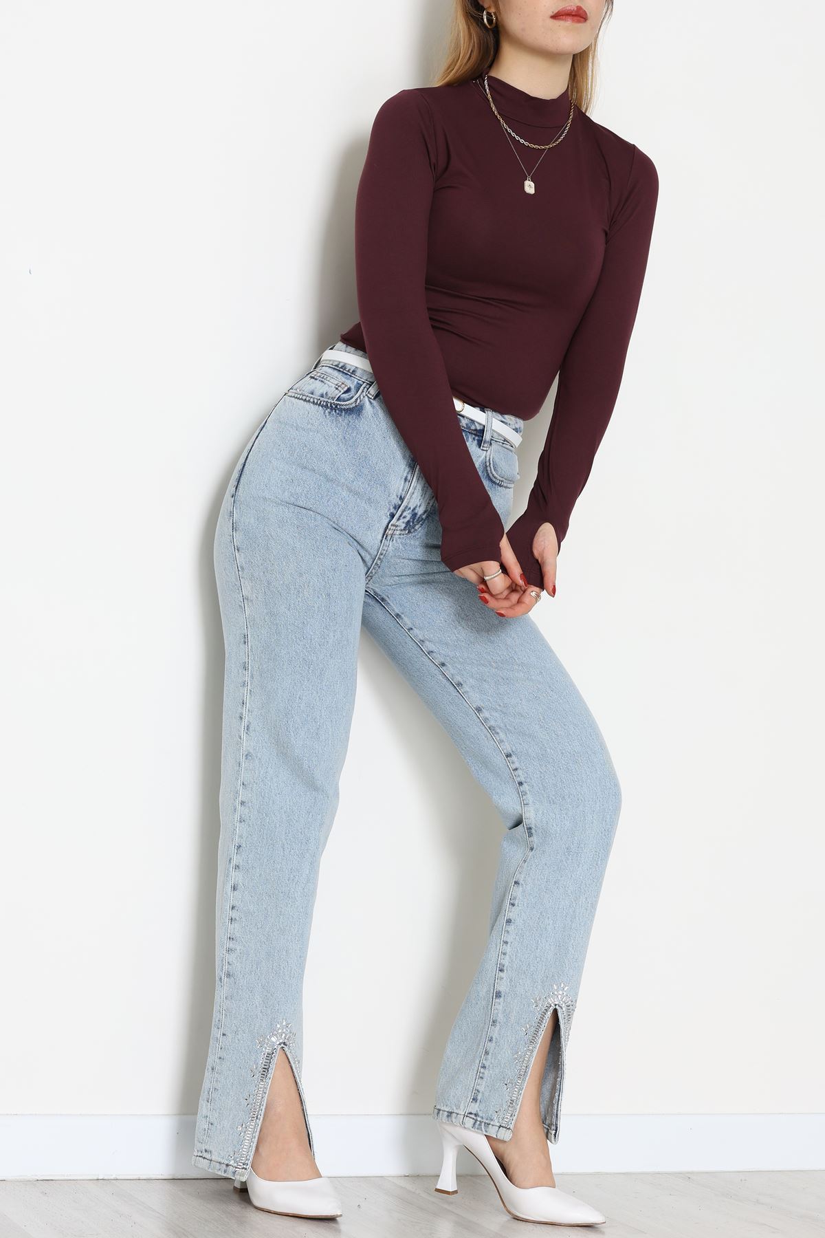 Parmak Geçmeli Bluz Mürdüm - 21756.200.