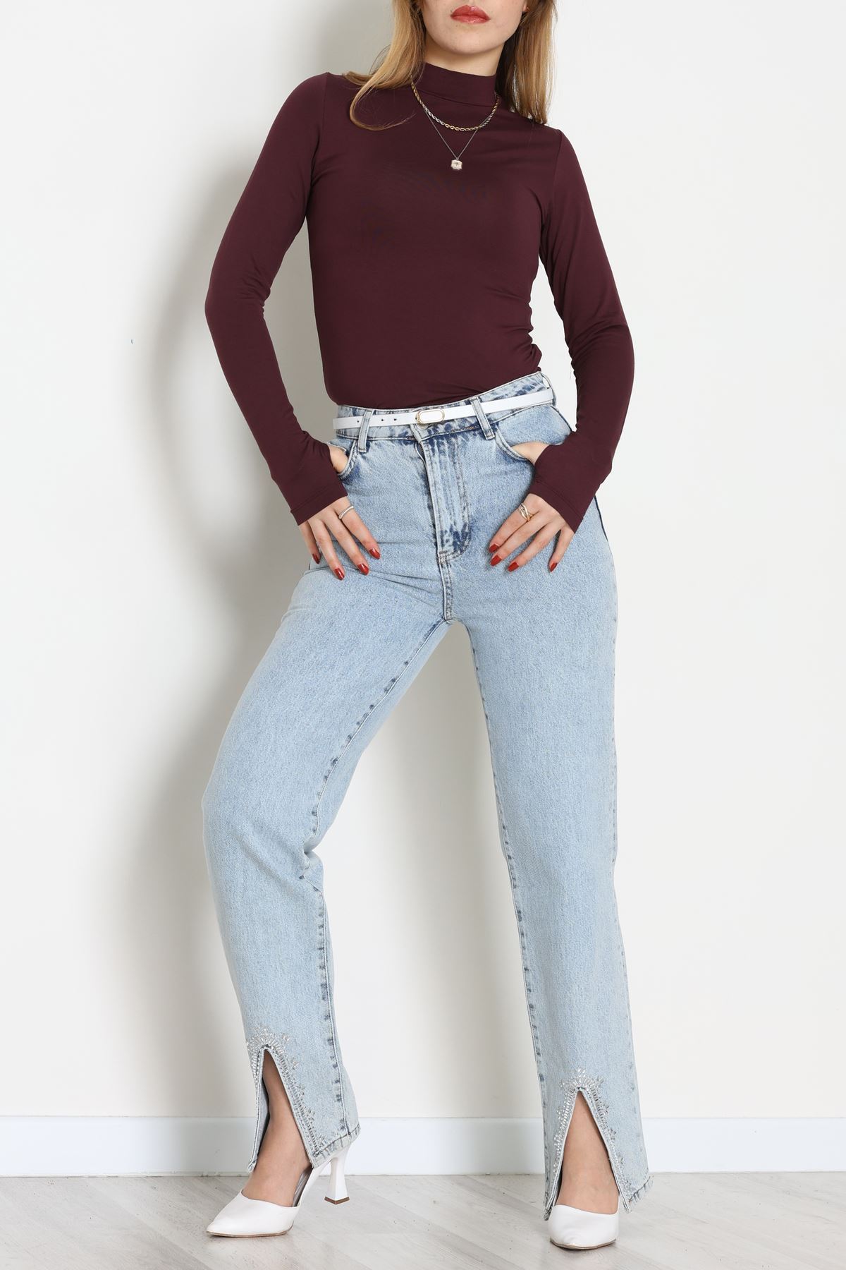 Parmak Geçmeli Bluz Mürdüm - 21756.200.