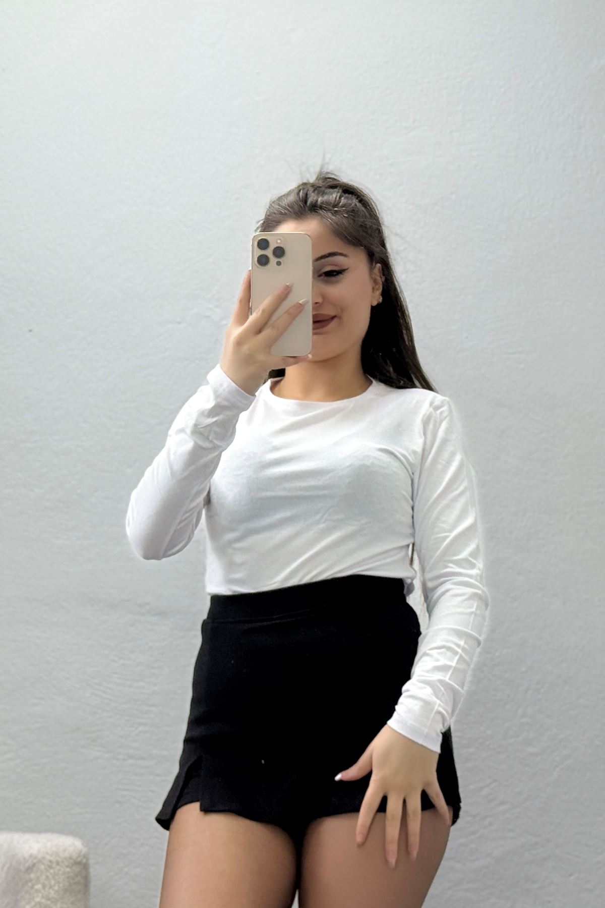 Viskon Uzun Kollu Body Beyaz - 4100.2127.