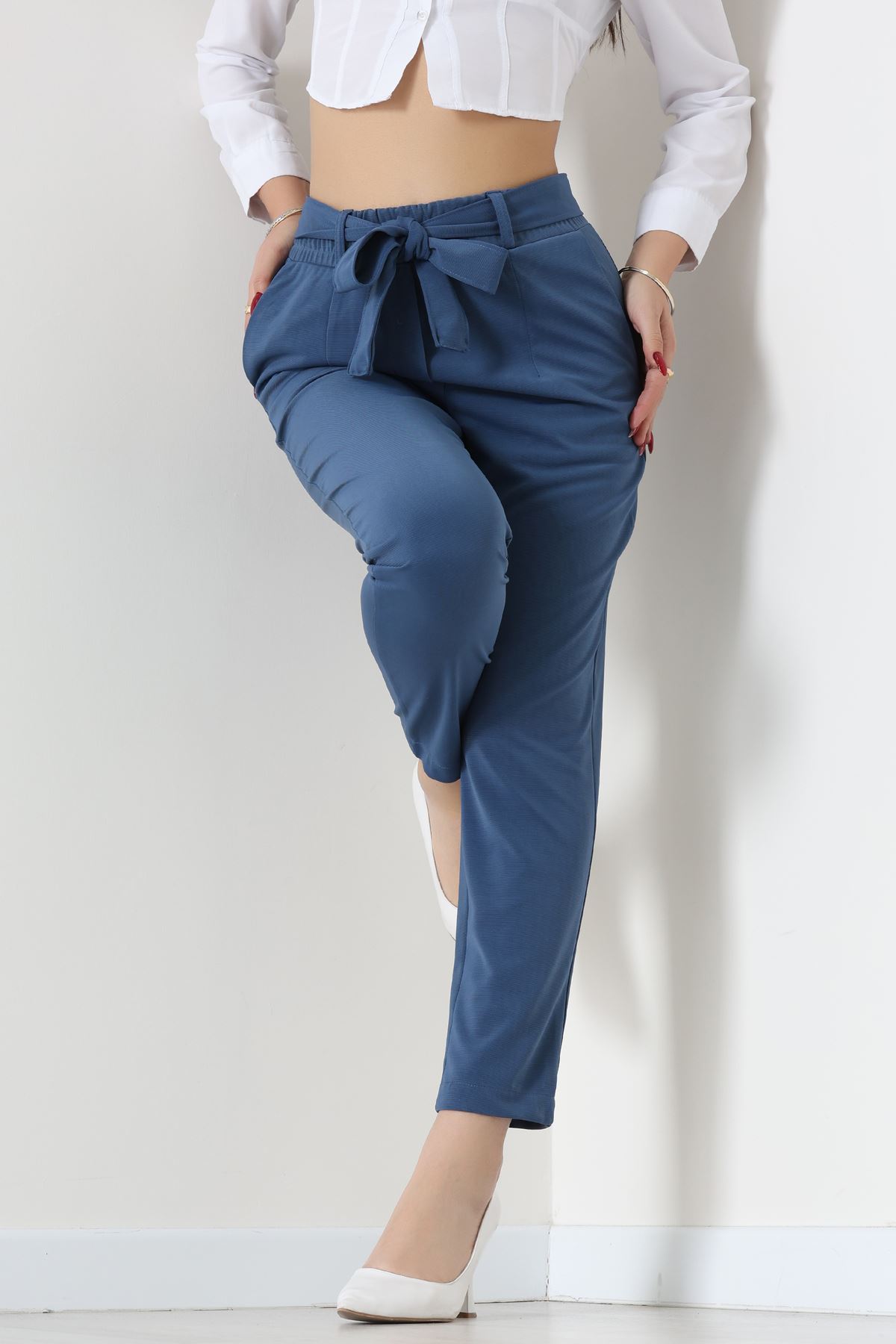 Ottoman Kuşaklı Pantolon İndigo - 1824.2126.