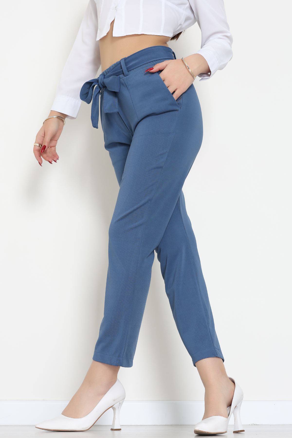 Ottoman Kuşaklı Pantolon İndigo - 1824.2126.