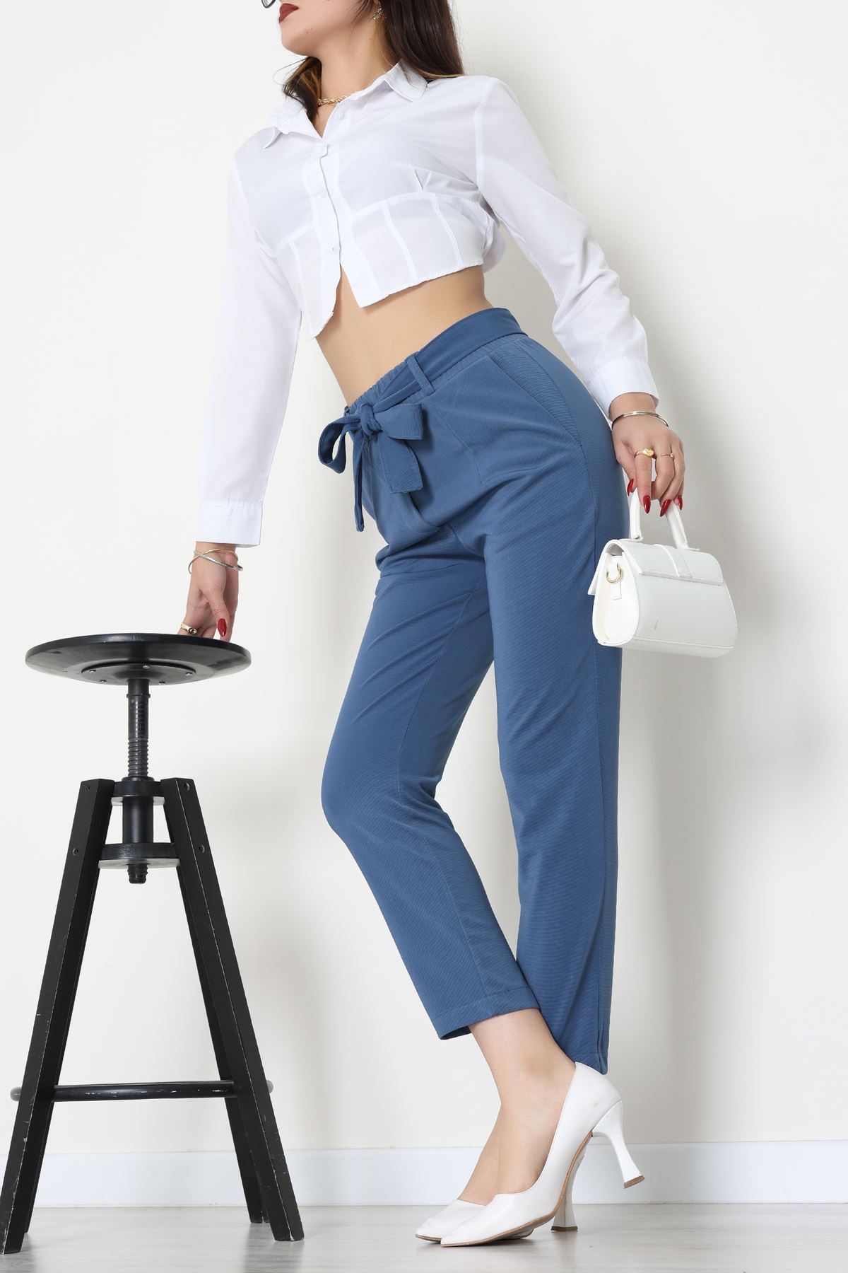 Ottoman Kuşaklı Pantolon İndigo - 1824.2126.