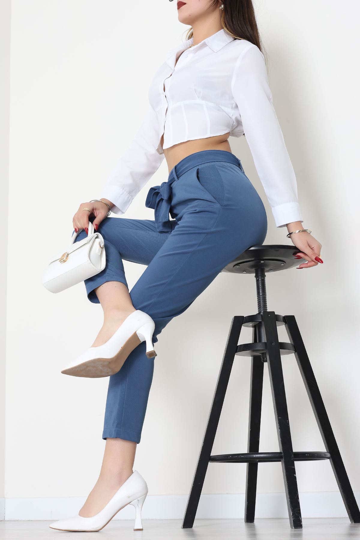 Ottoman Kuşaklı Pantolon İndigo - 1824.2126.