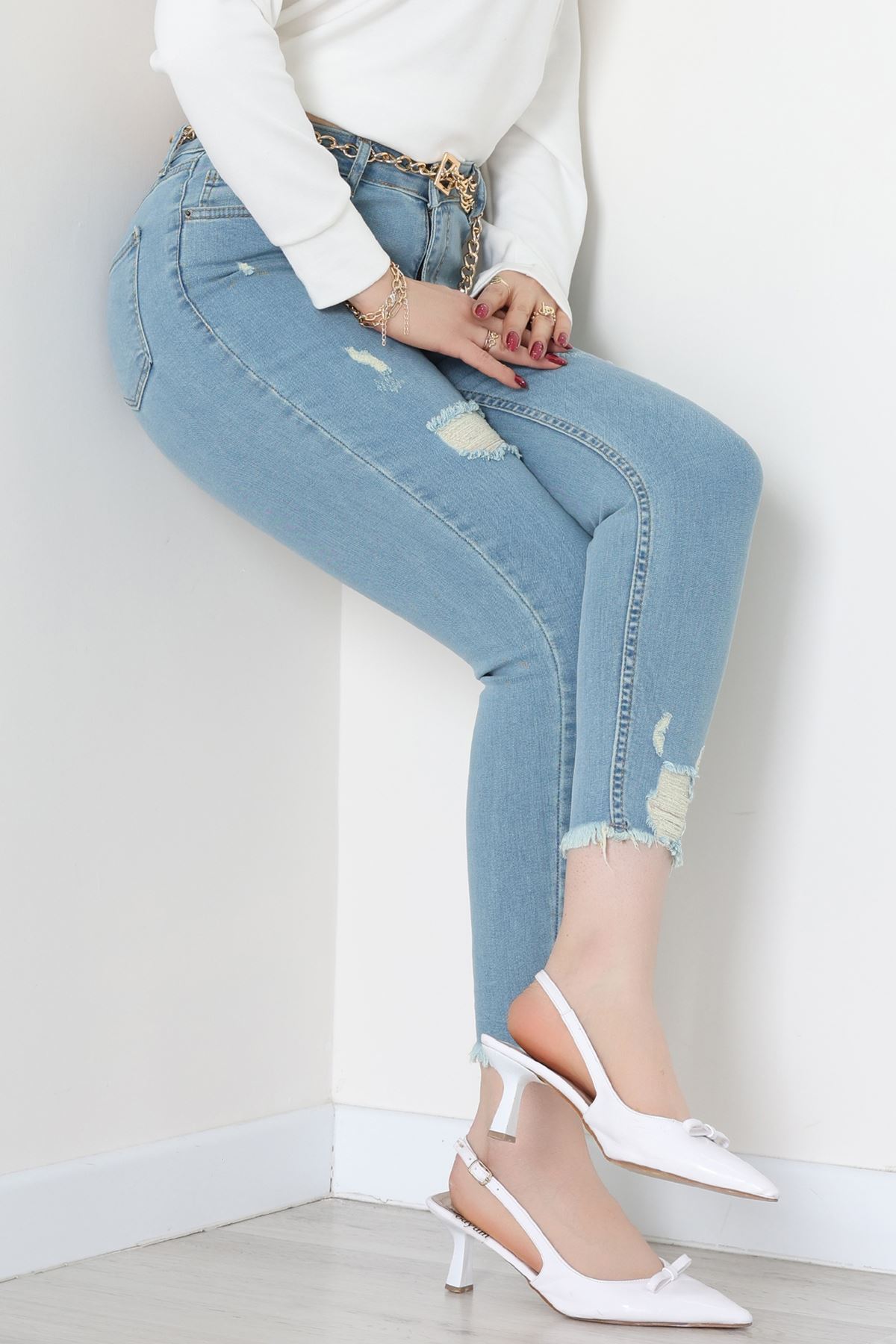 Dar Paça Kot Pantolon Buzmavi - 42901.2128.