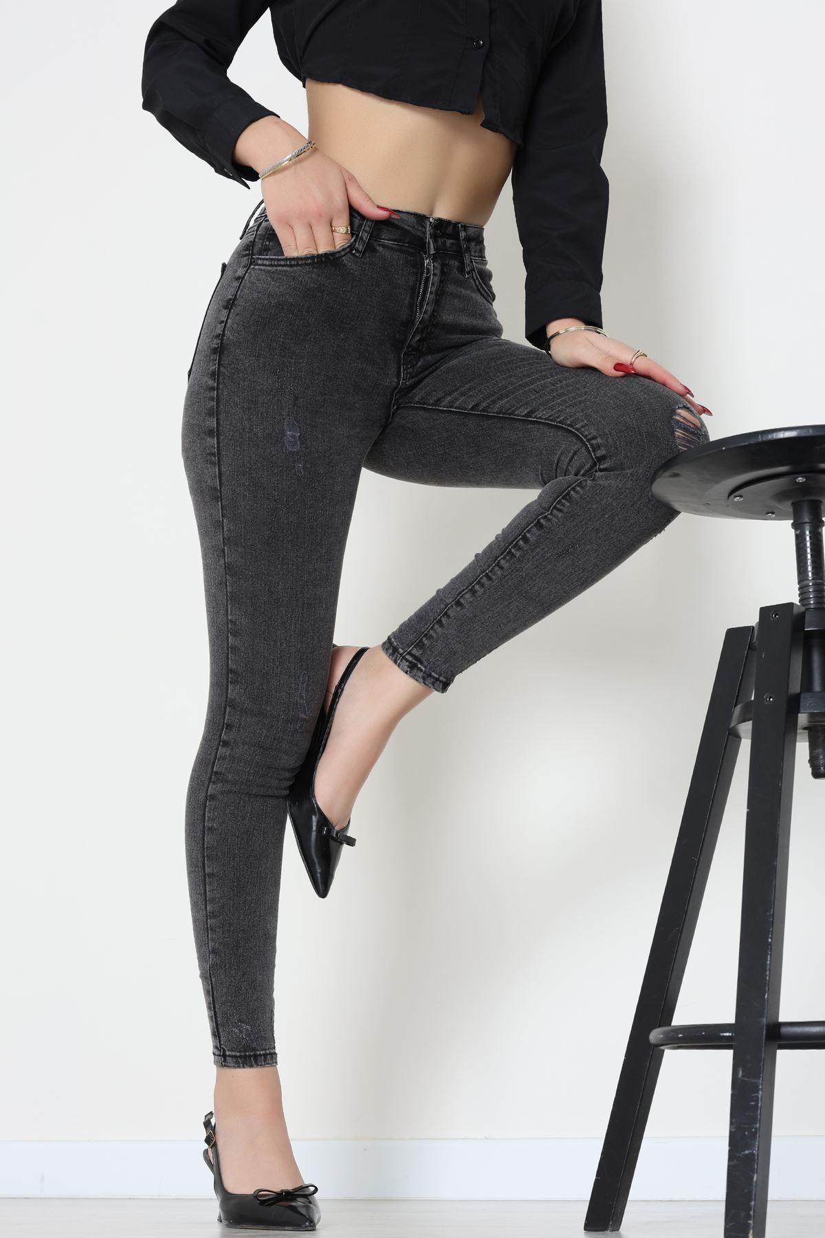 Dar Paça Kot Pantolon Füme - 42902.2128.