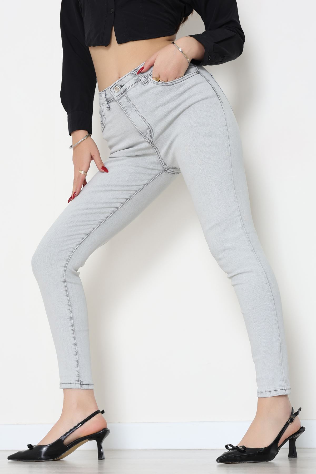 Dar Paça Kot Pantolon Gri - 42900.2128.