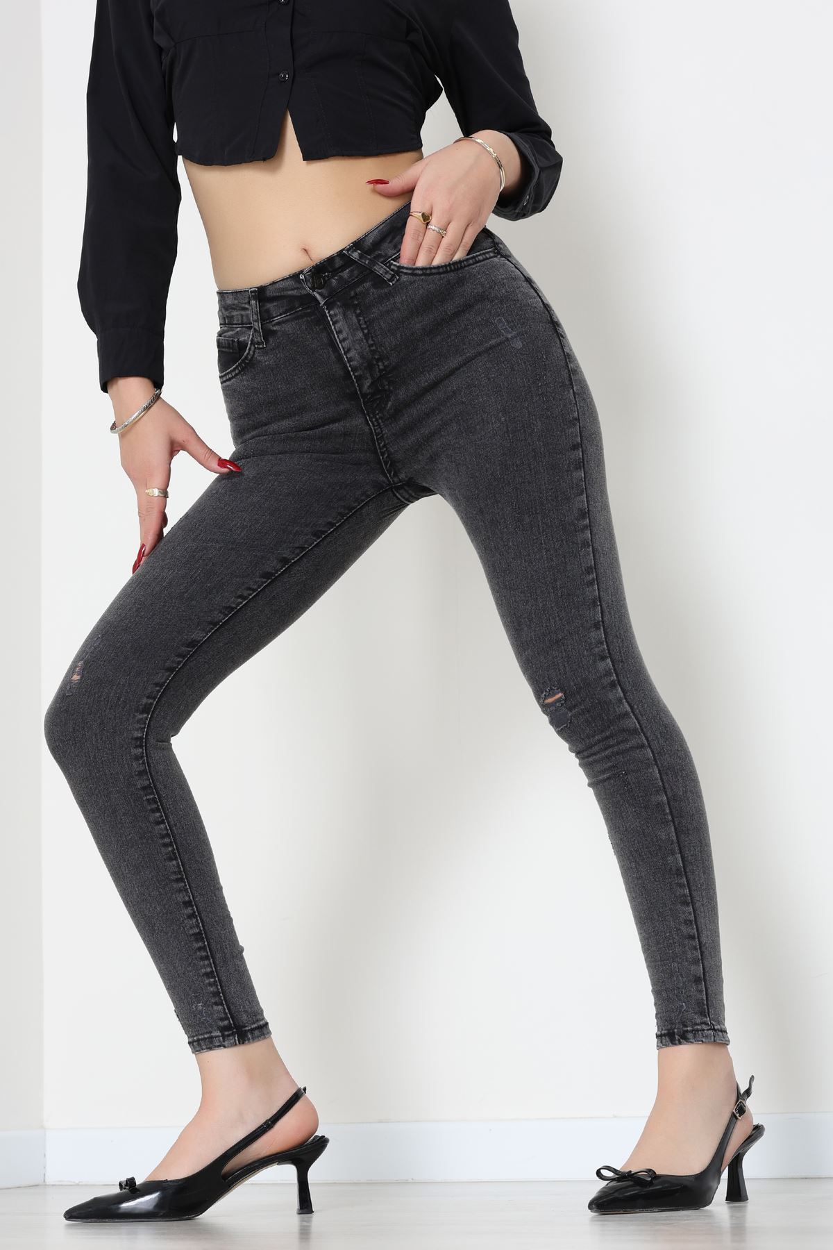 Dar Paça Kot Pantolon Füme - 42902.2128.