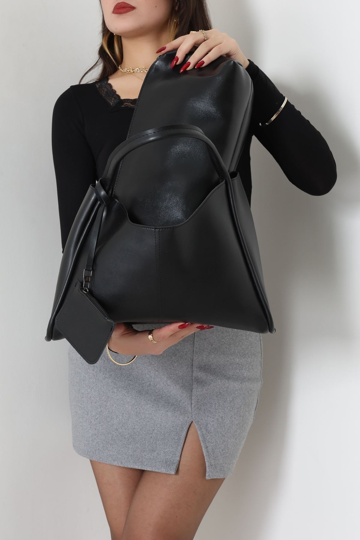 Cüzdanlı Kol Çantası Siyah - 3028.1853.