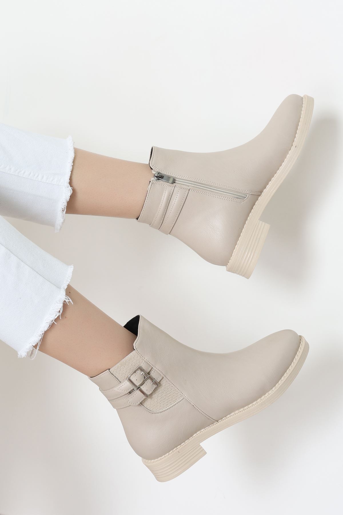 3 Cm Topuklu Bot Krem - 32668.264.