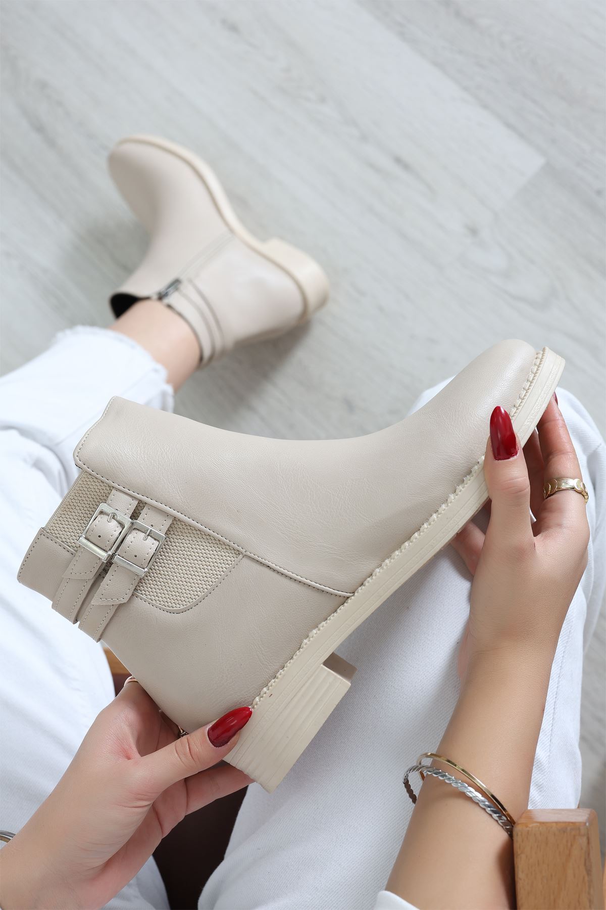 3 Cm Topuklu Bot Krem - 32668.264.