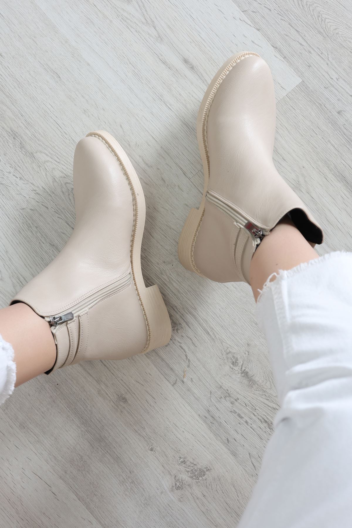 3 Cm Topuklu Bot Krem - 32668.264.