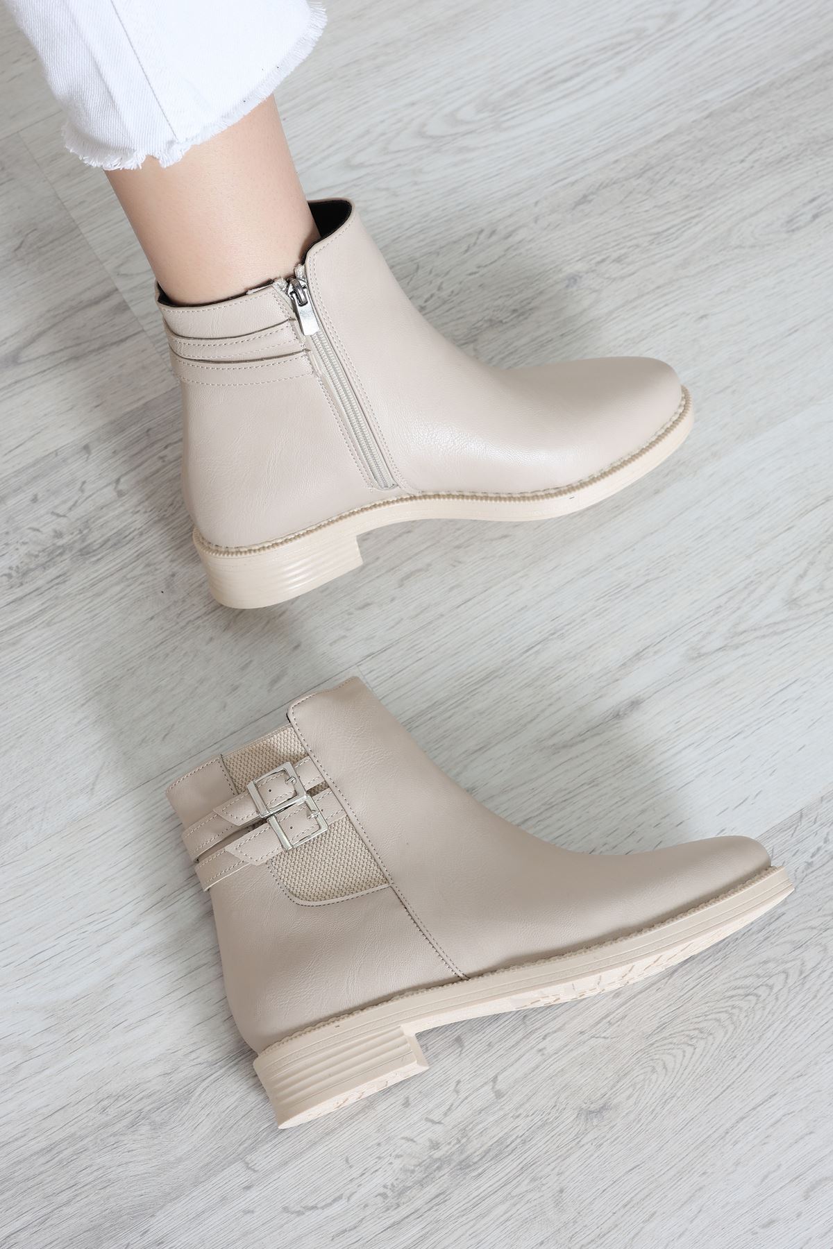 3 Cm Topuklu Bot Krem - 32668.264.