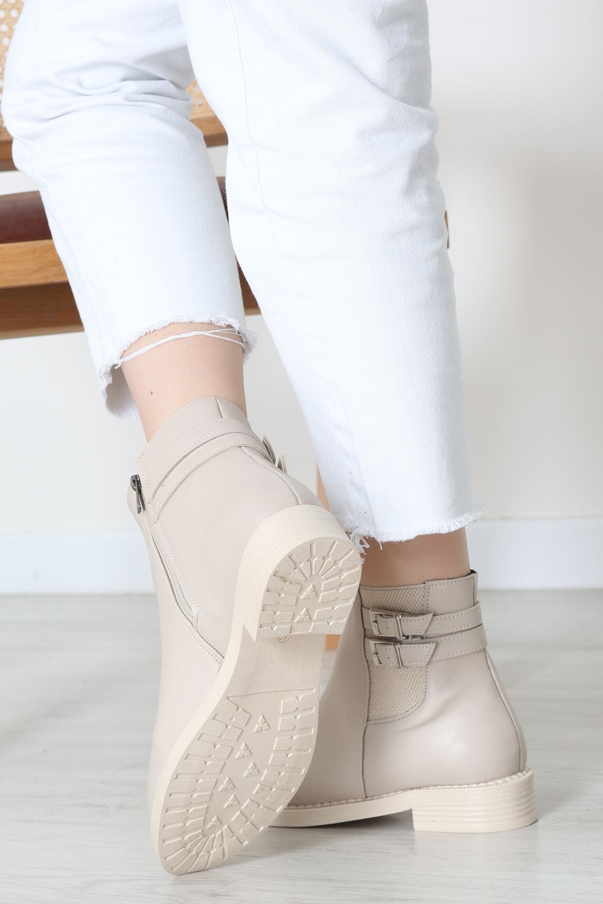 3 Cm Topuklu Bot Krem - 32668.264.