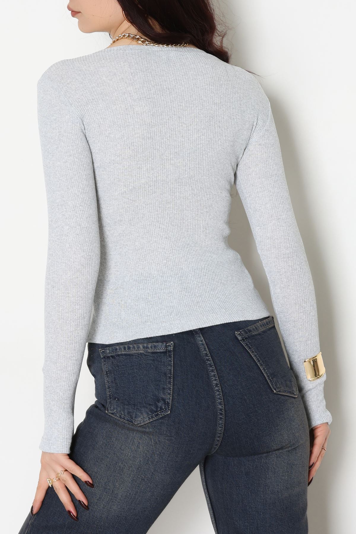 Kaşkorse Parmak Geçmeli Body Gri - 55031.1567.