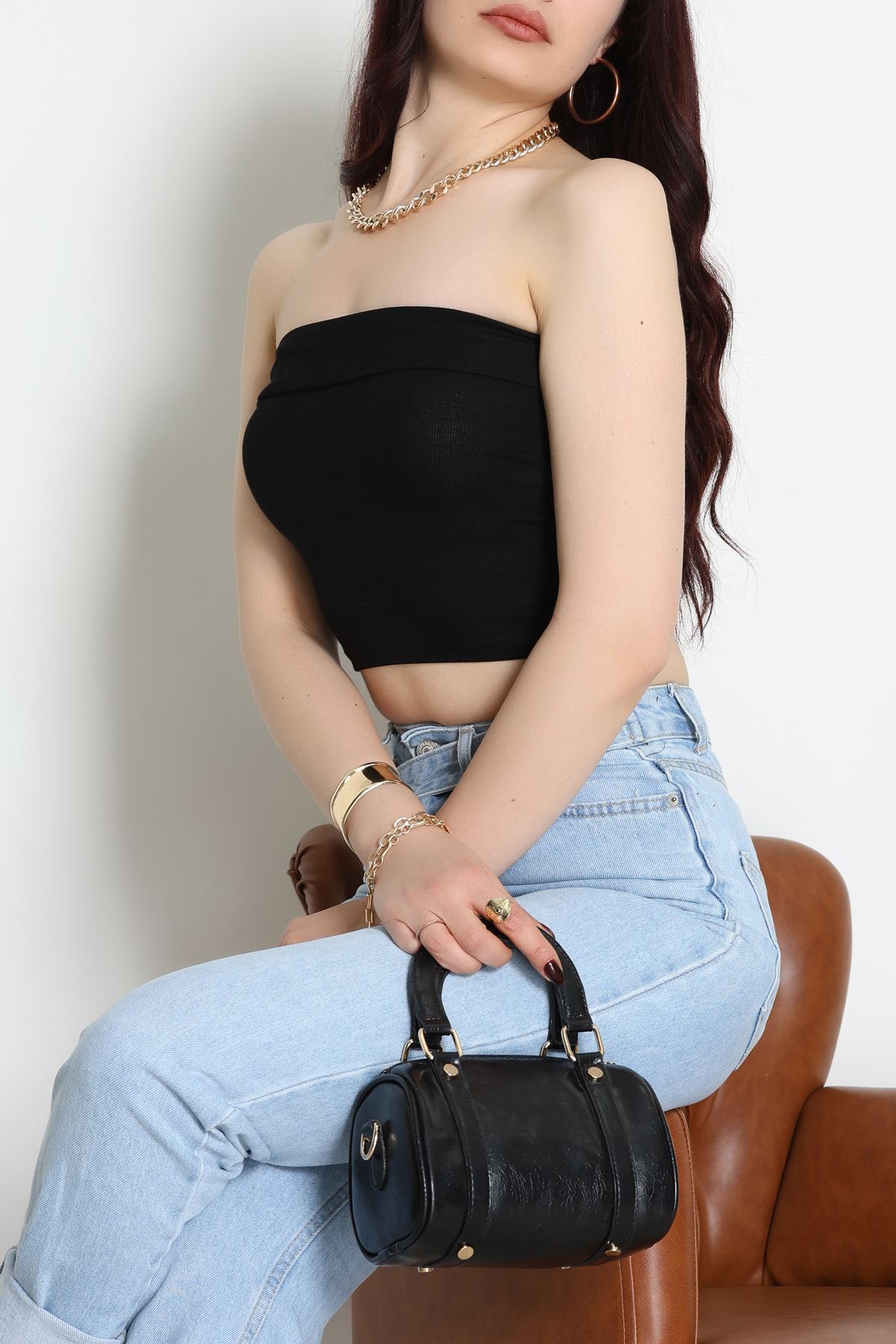 Likralı Straplez Ribana Atlet Siyah - 21922.200.