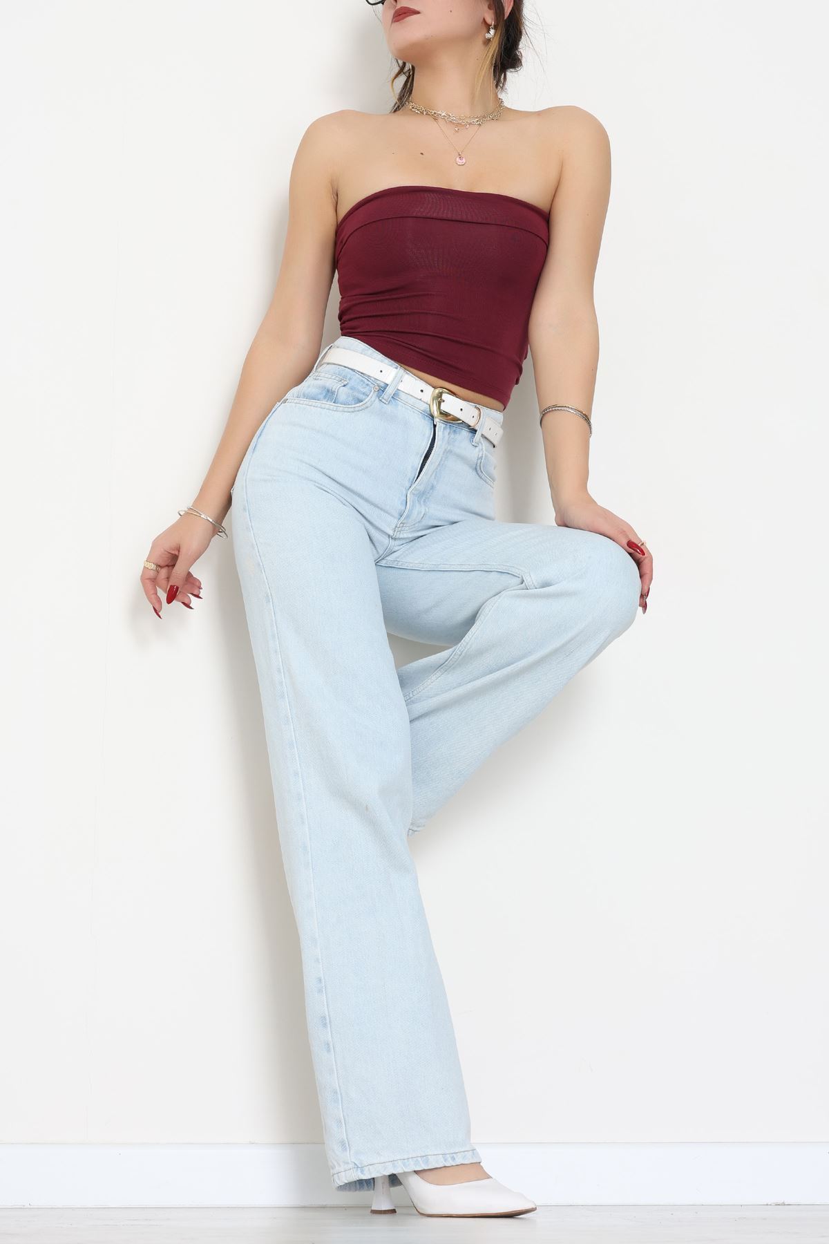 Likralı Straplez Ribana Atlet Bordo - 21922.200.