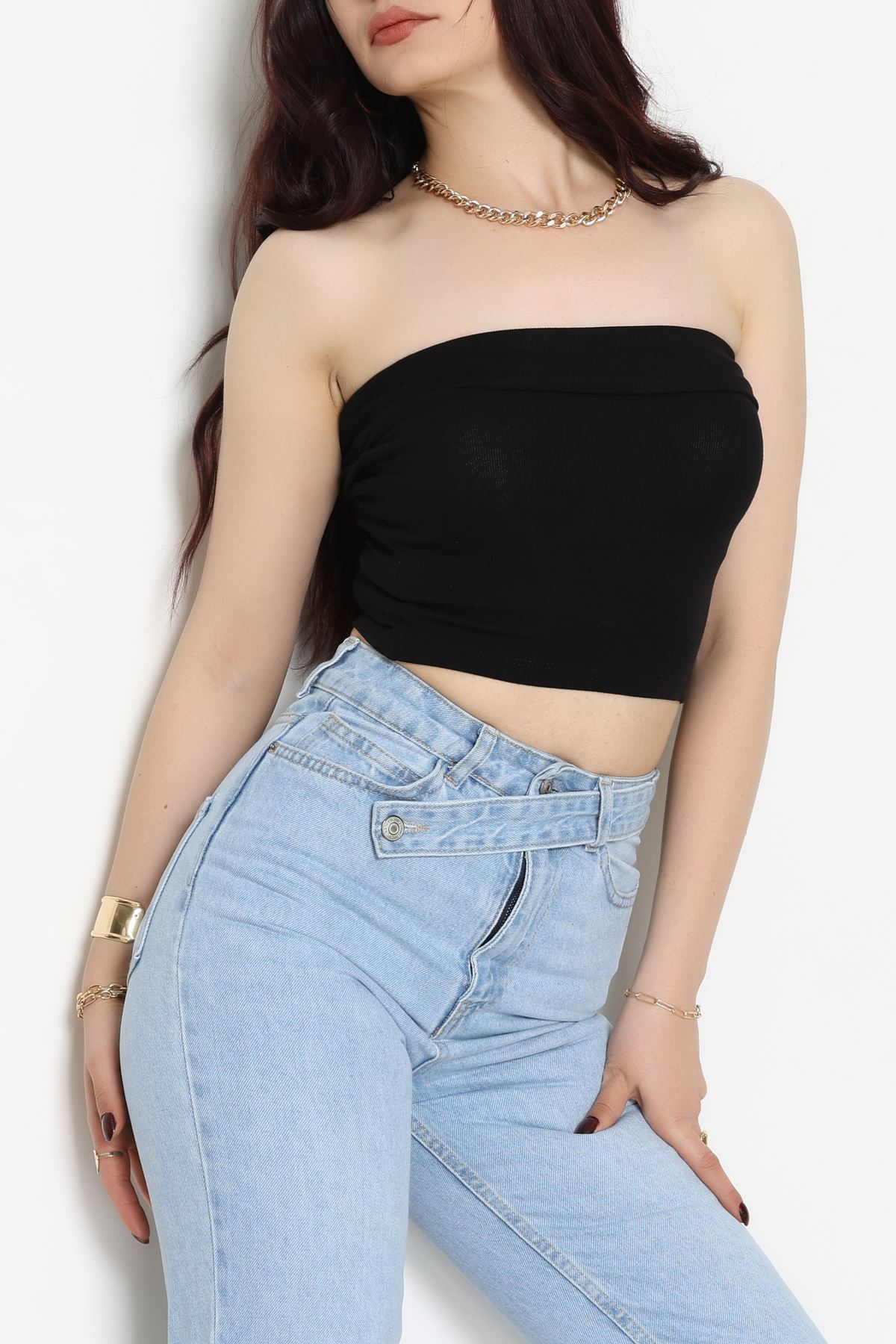 Likralı Straplez Ribana Atlet Siyah - 21922.200.