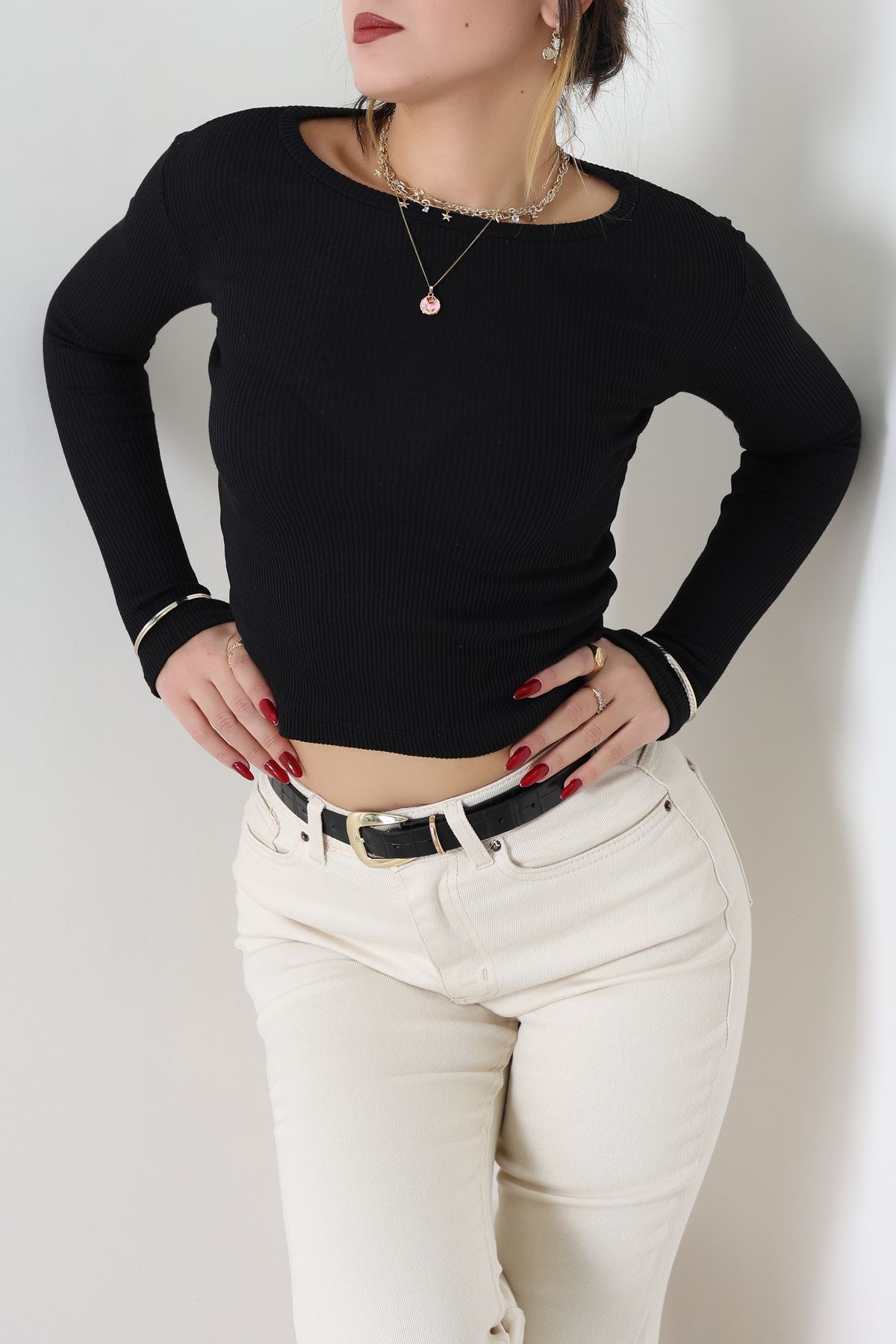 Kaşkorse Parmak Geçmeli Body Siyah - 55031.1567.