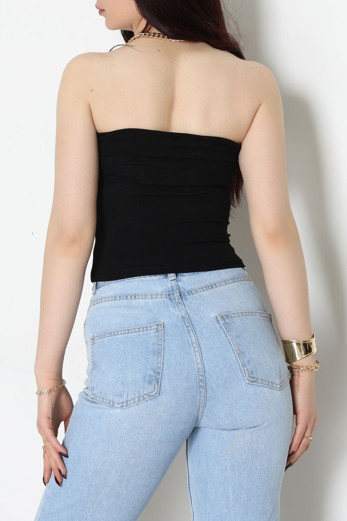 Likralı Straplez Ribana Atlet Siyah - 21922.200.