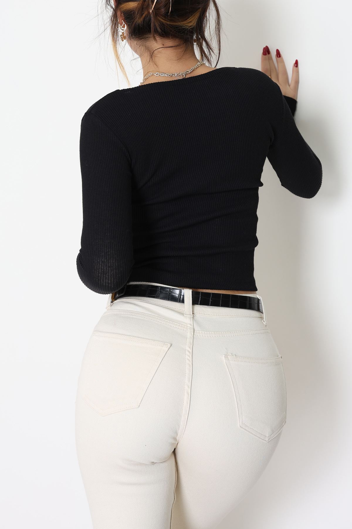 Kaşkorse Parmak Geçmeli Body Siyah - 55031.1567.