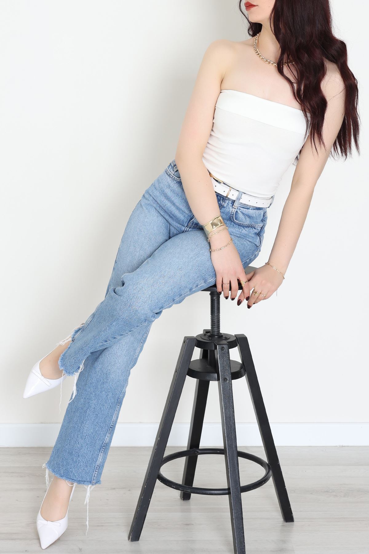 Likralı Straplez Ribana Atlet Ekru - 21922.200.