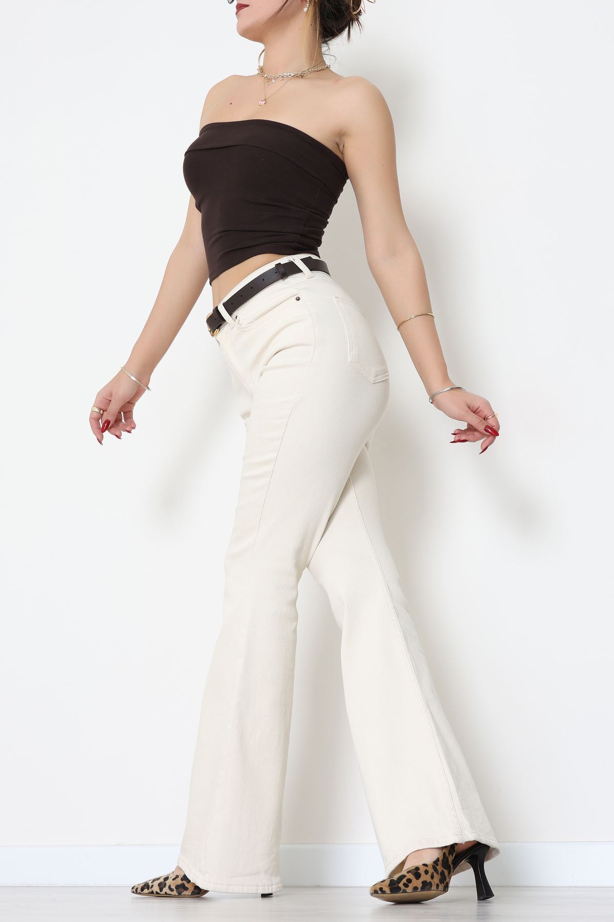 Likralı Straplez Ribana Atlet Kahve - 21922.200.