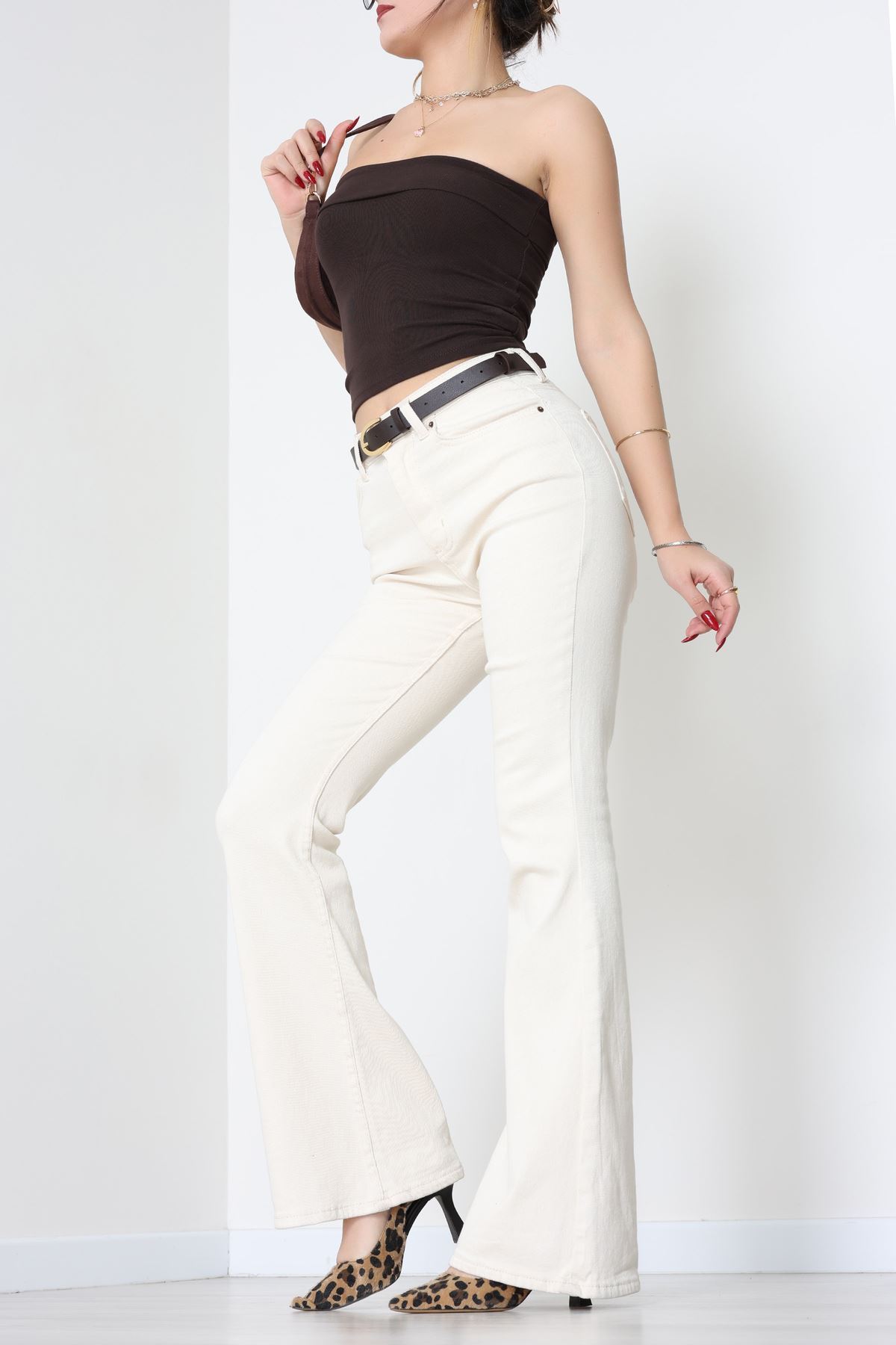 Likralı Straplez Ribana Atlet Kahve - 21922.200.